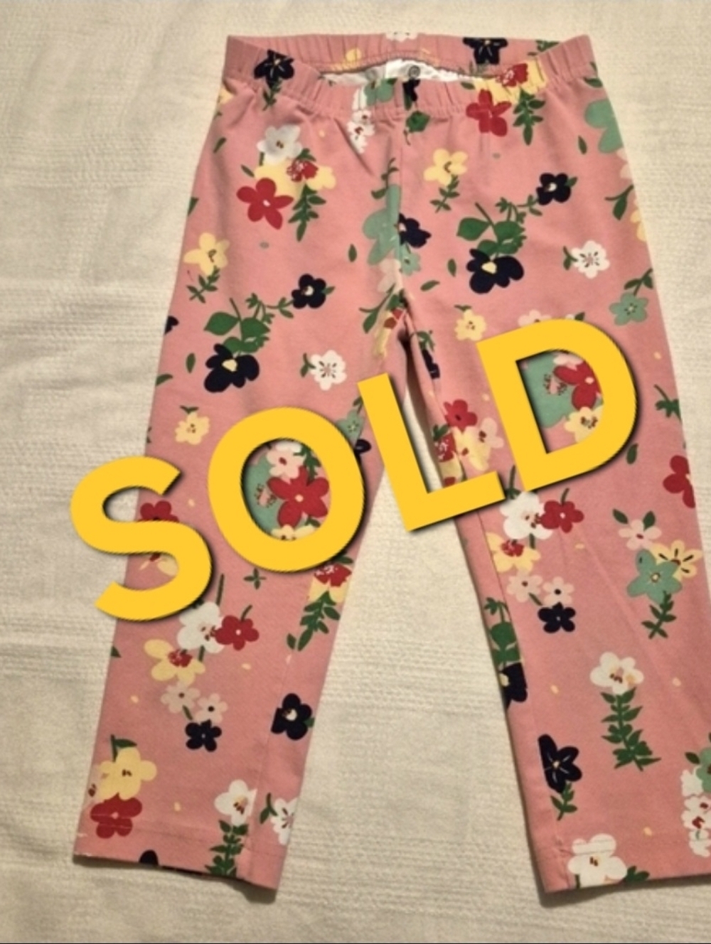 Hanna Andersson girls size 130 or 8 pink floral cropped leggings VGUC